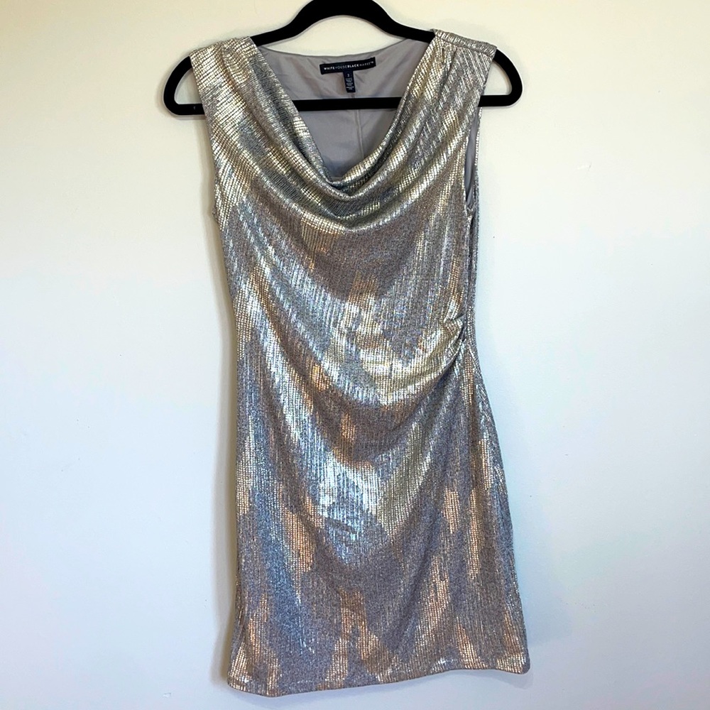 SALE 10% OFF | White House Black Market Metallic Cowl Neck Cocktail Dress